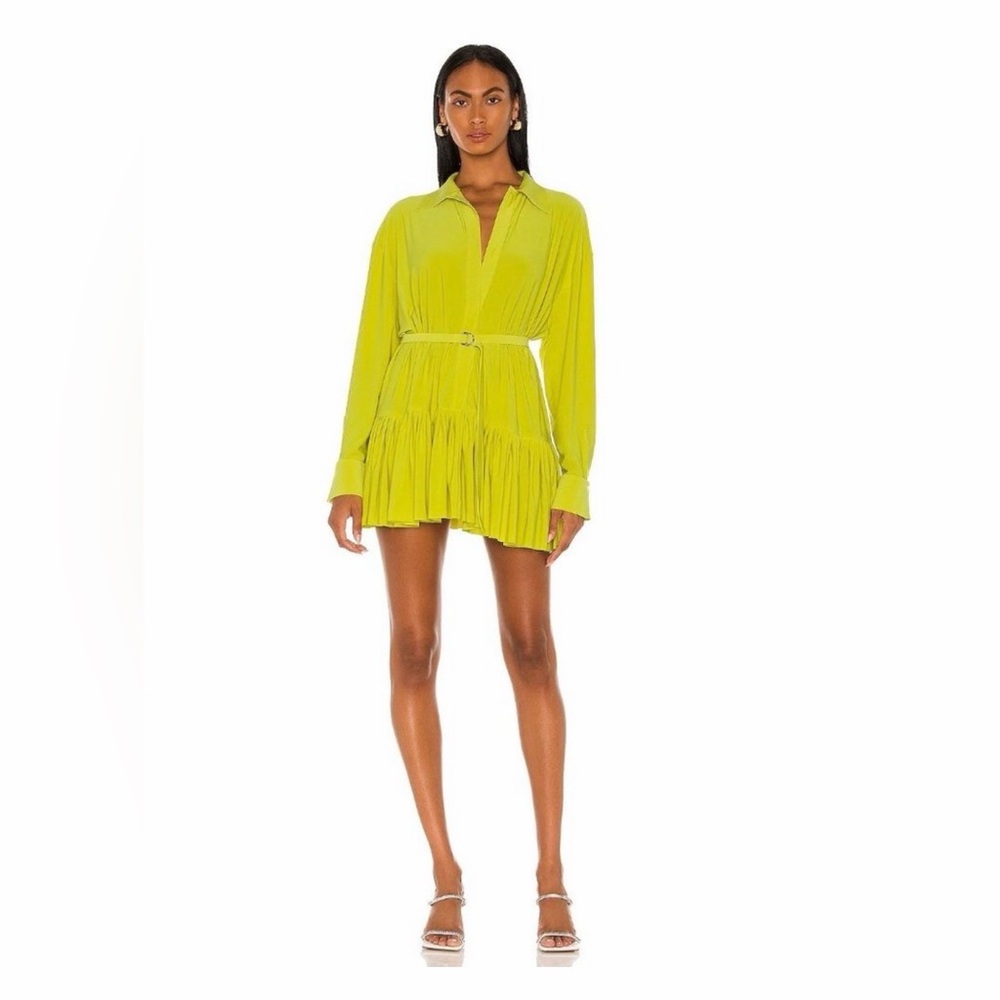 Norma Kamali Chartreuse Long Sleeve Dress